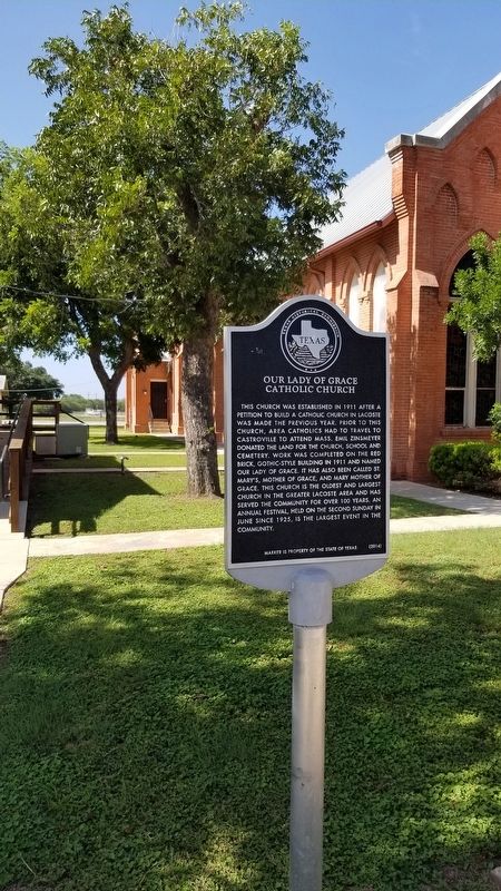 Our Lady of Grace Catholic Church and Marker. Click for full size. Our Lady of Grace Catholic Church and Marker image. Click for full size.