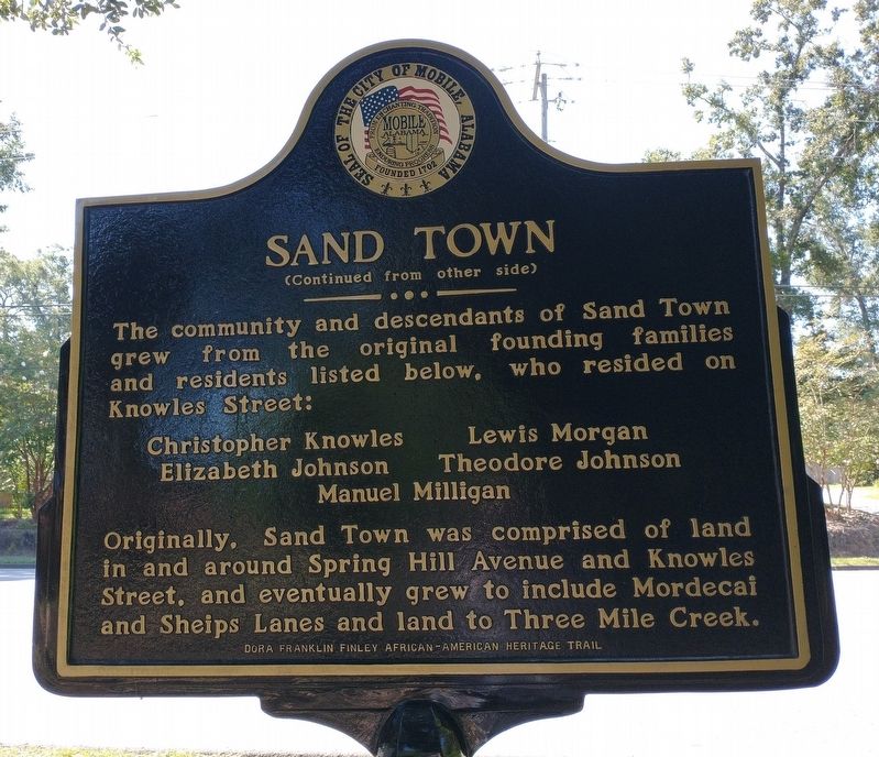 Sand Town Marker side facing church parking lot image. Click for full size.