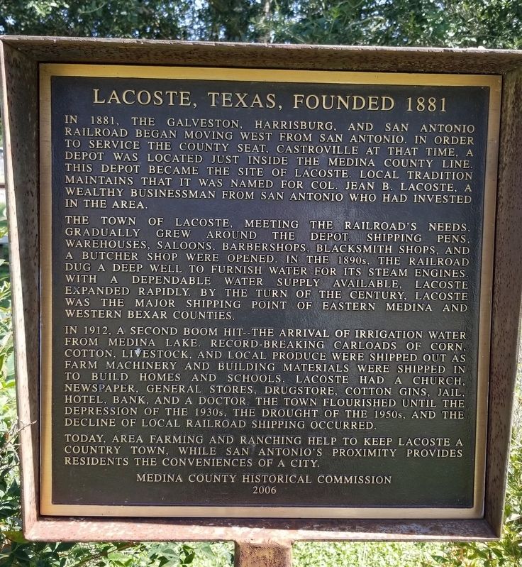 LaCoste, Texas, Founded 1881 Marker image. Click for full size.