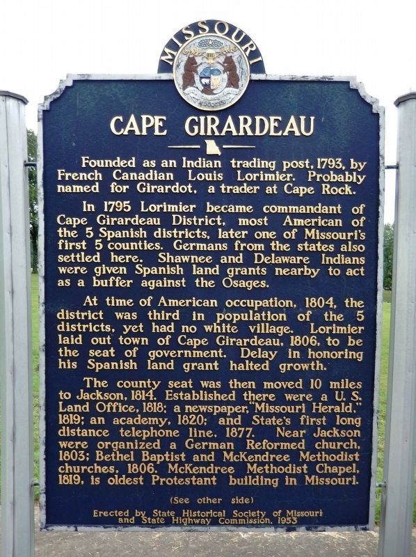 Cape Girardeau Marker (<i>side 1</i>) image. Click for full size.