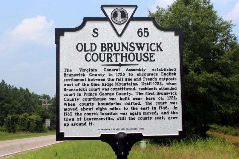 Old Brunswick Courthouse Marker image. Click for full size.