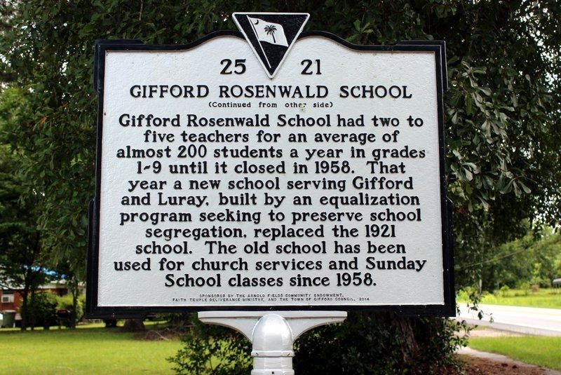 Gifford Rosenwald School Marker Side 2 image. Click for full size.