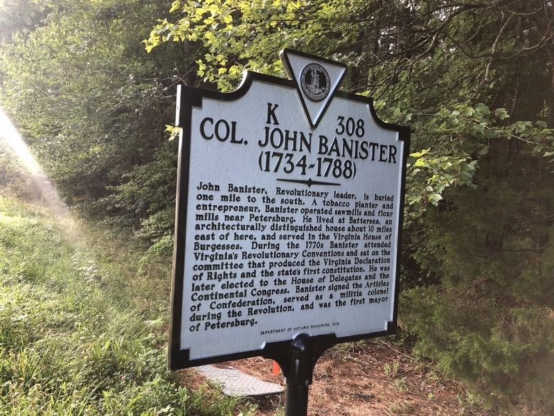 Col. John Banister Marker image. Click for full size.