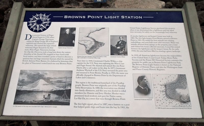 Browns Point Light Station Marker image. Click for full size.