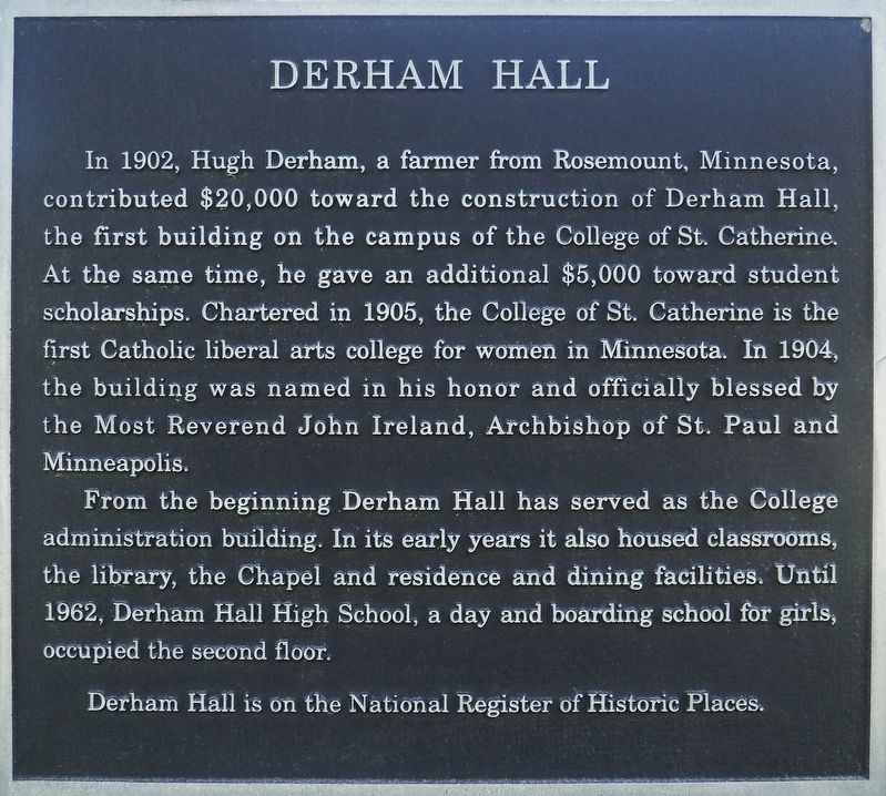 Reverse: Derham Hall marker image. Click for full size.