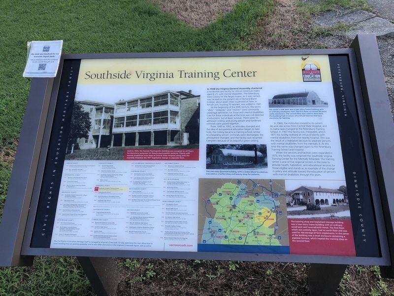 Southside Virginia Training Center Marker. Click for full size. Southside Virginia Training Center Marker image. Click for full size.