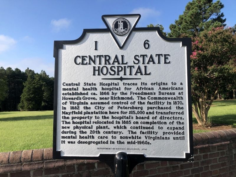 Central State Hospital Marker. Click for full size. Central State Hospital Marker image. Click for full size.