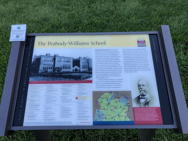 The Peabody-Williams School Marker image. Click for full size.