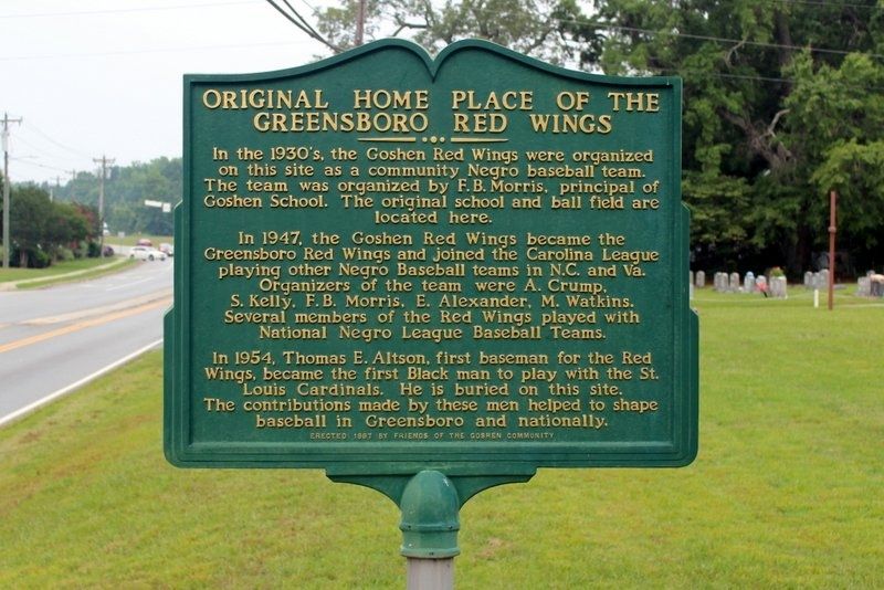 Original Home Place Of The Greensboro Red Wings Marker image. Click for full size.