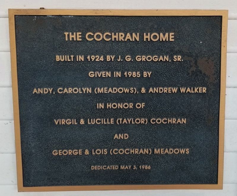 2nd marker - The Cochran Home Marker image. Click for full size.