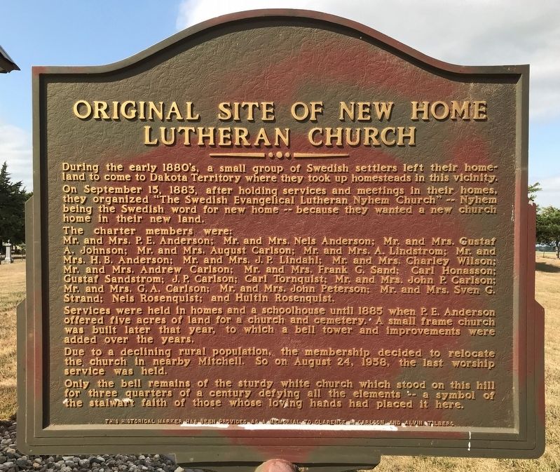 Original Site of New Home Lutheran Church Marker image. Click for full size.