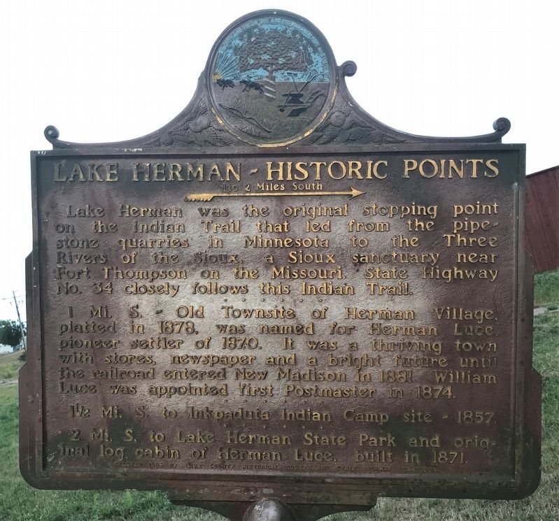 Lake Herman - Historic Points Marker image. Click for full size.