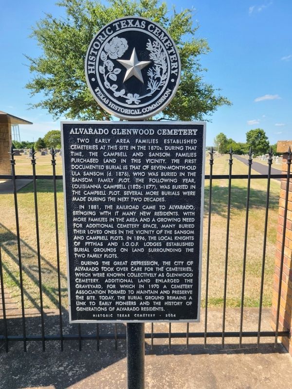 Alvarado Glenwood Cemetery Marker image. Click for full size.