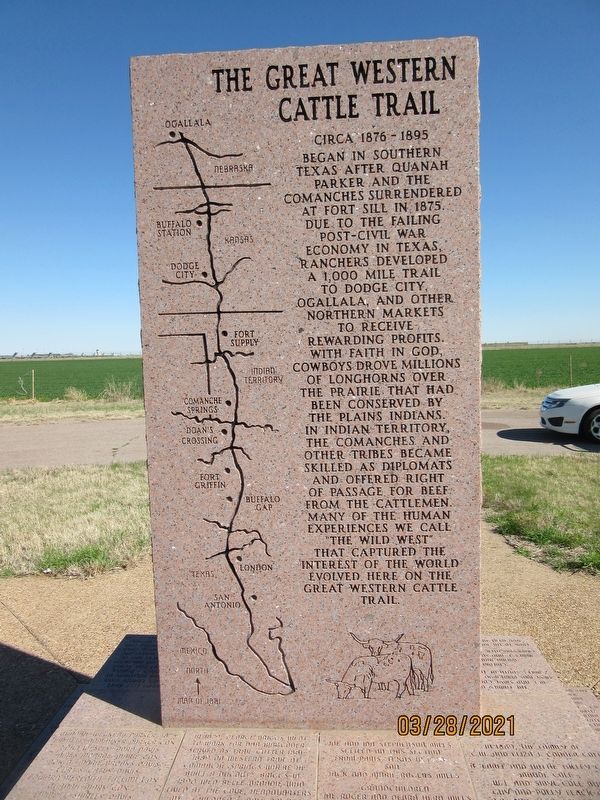 The Great Western Cattle Trail Marker image. Click for full size.