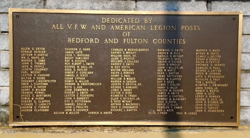 Bedford County and Fulton County Veterans Memorial image. Click for full size.