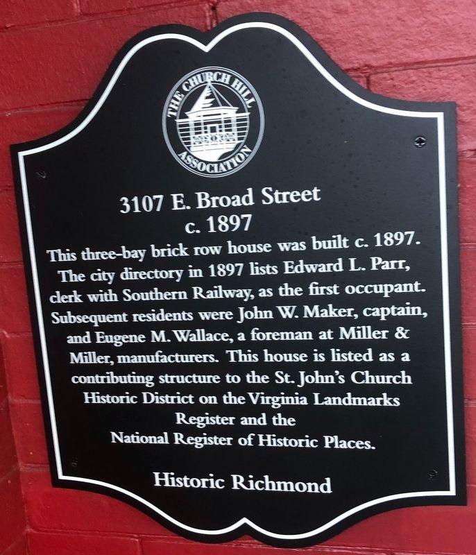 3107 E. Broad Street Marker image. Click for full size.