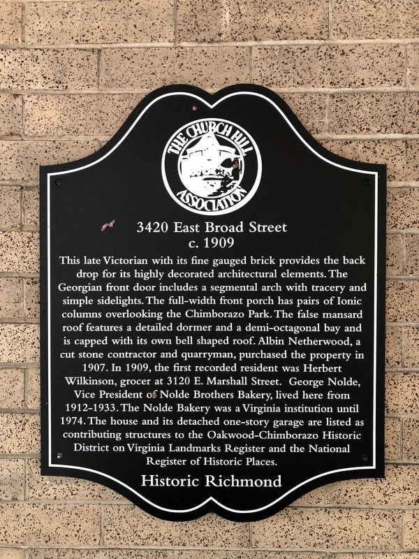 3420 East Broad Street Marker image. Click for full size.