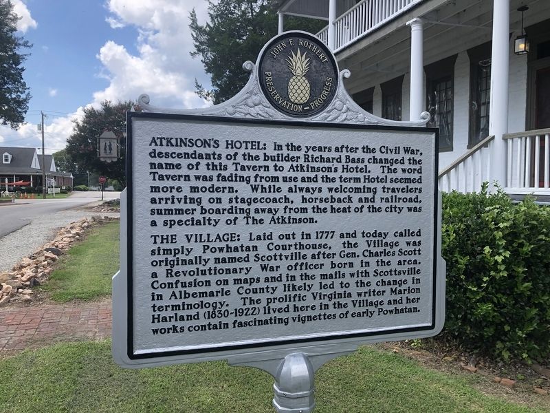 Atkinson's Hotel / The Village side of the marker image. Click for full size.