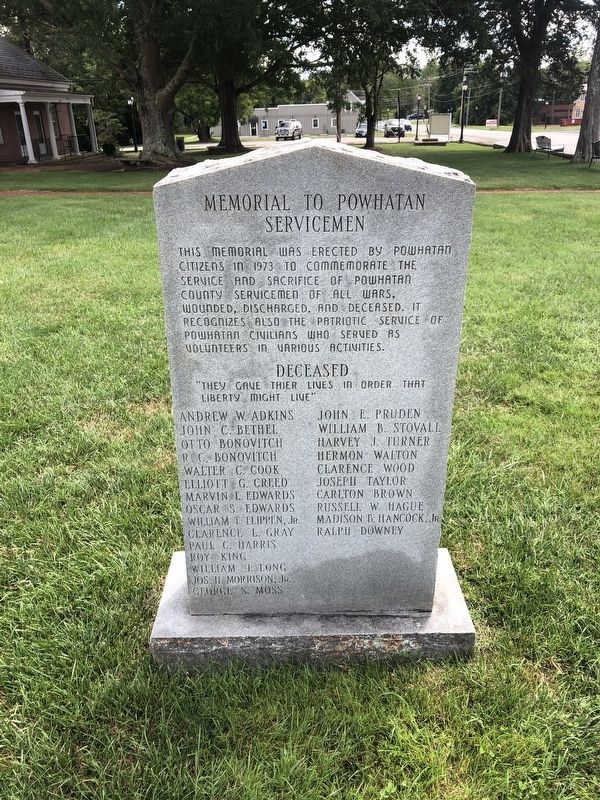 Memorial to Powhatan Servicemen Marker image. Click for full size.