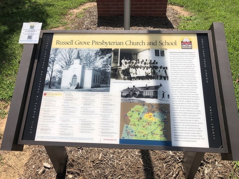 Russell Grove Presbyterian Church and School Marker image. Click for full size.