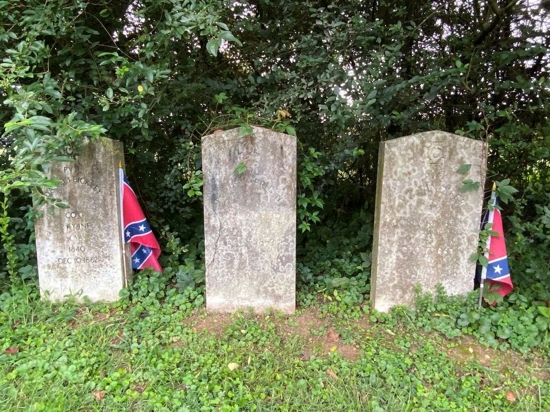 Headstones of three soldiers that died during the Battle of Hartsville. image. Click for full size.