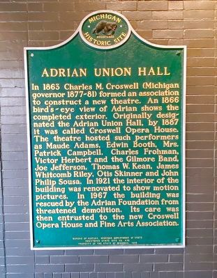 Adrian Union Hall Marker image. Click for full size.