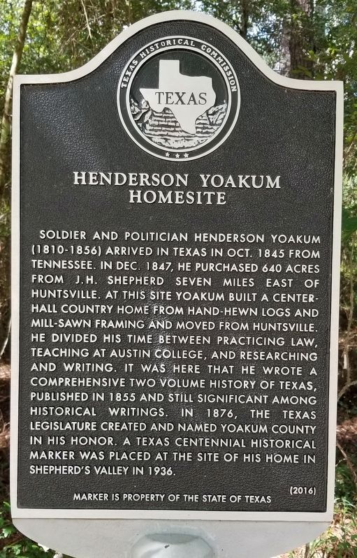 Henderson Yoakum Homesite Marker image. Click for full size.