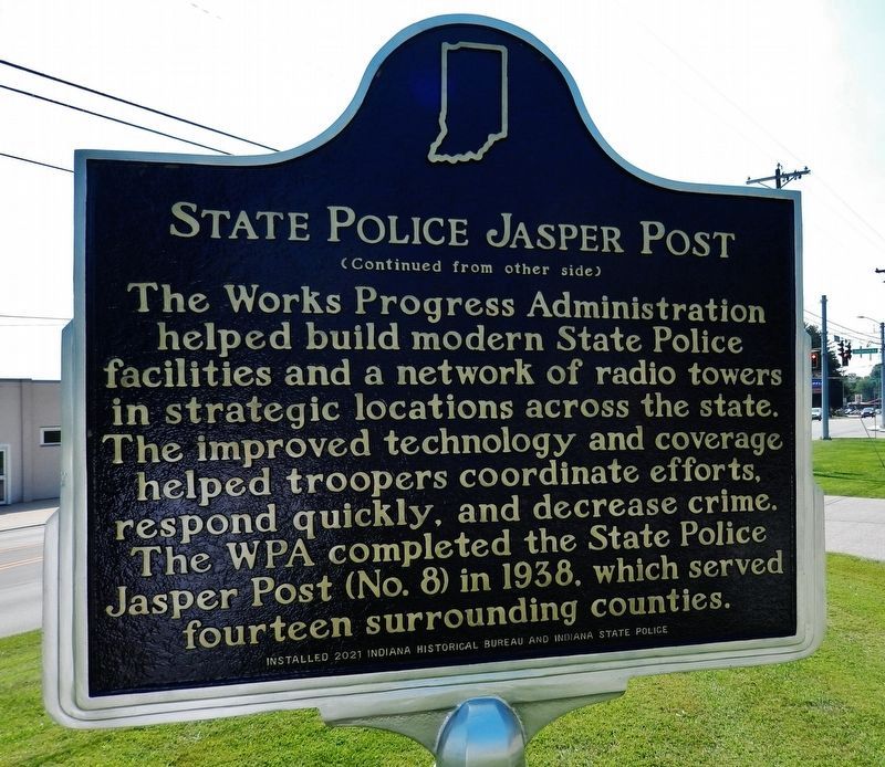 State Police Jasper Post Marker Reverse image. Click for full size.