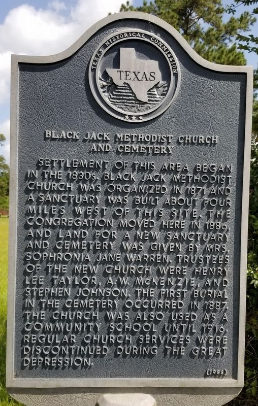 Black Jack Methodist Church and Cemetery Marker image. Click for full size.