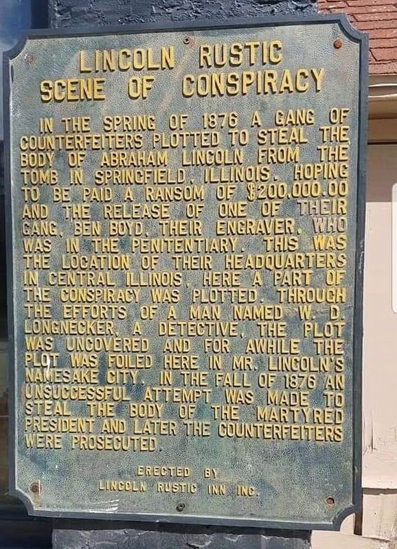 Lincoln Rustic Scene of Conspiracy Marker image. Click for full size.