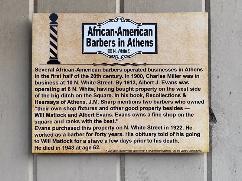 African American Barbers in Athens Marker image. Click for full size.