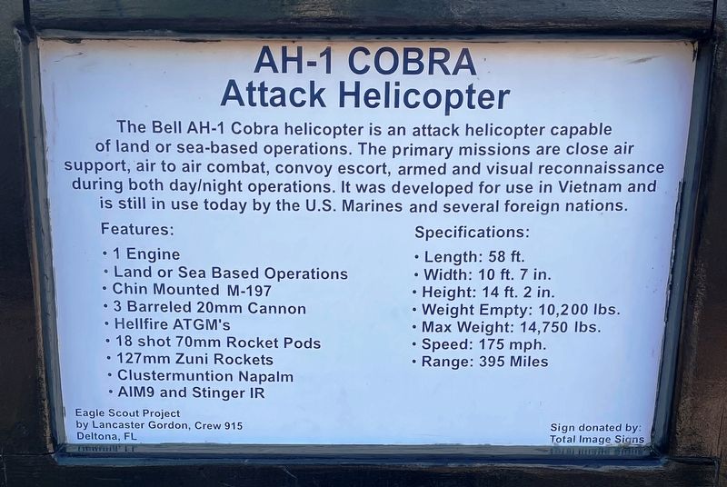 AH-1 COBRA Attack Helicopter Marker image. Click for full size.