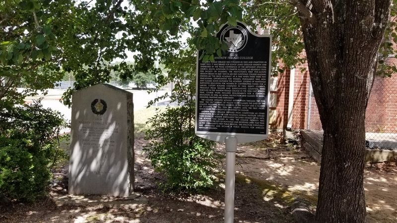 The Site of Andrew Female College Marker is the marker on the right of the two markers image. Click for full size.