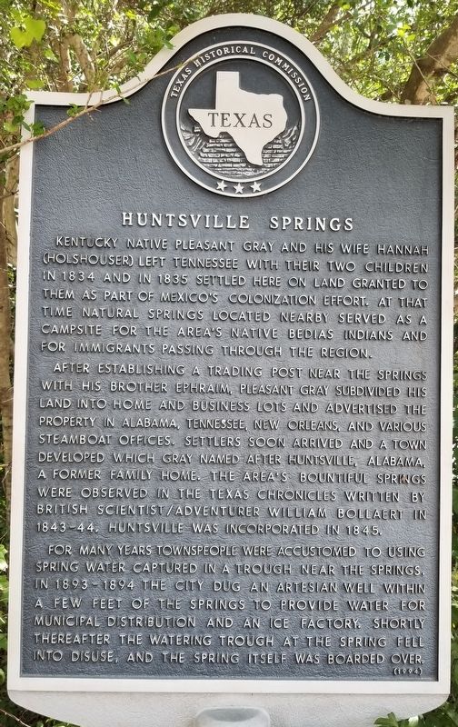 Huntsville Springs Marker image. Click for full size.