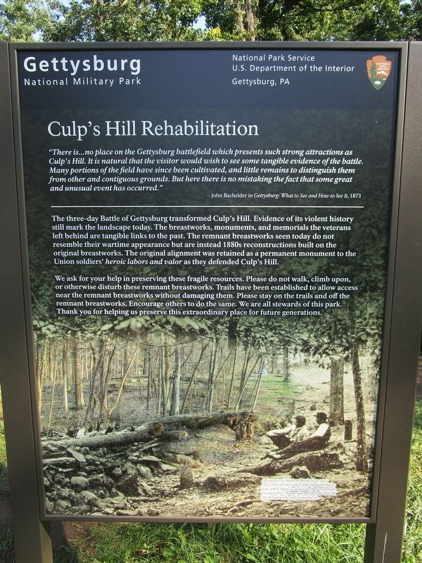 Culp's Hill Rehabilitation Marker image. Click for full size.