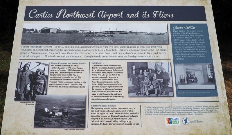 Curtiss Northwest Airport and its Fliers marker image. Click for full size.