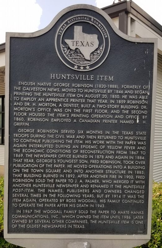 Huntsville Item Marker image. Click for full size.
