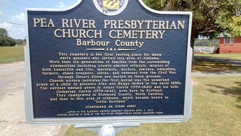 Pea River Presbyterian Church Cemetery Marker image. Click for full size.