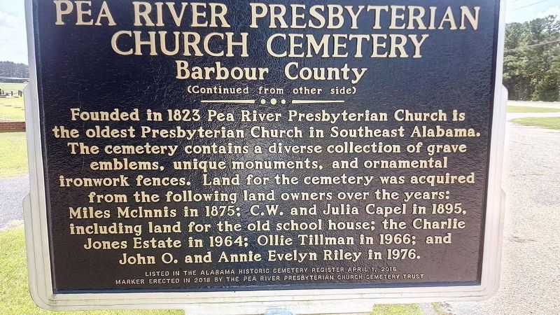 Pea River Presbyterian Church Cemetery Marker image. Click for full size.