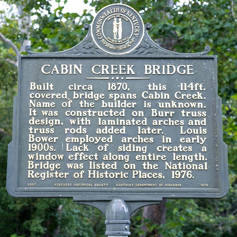 Cabin Creek Bridge side of marker. Click for full size. Cabin Creek Bridge side of marker image. Click for full size.
