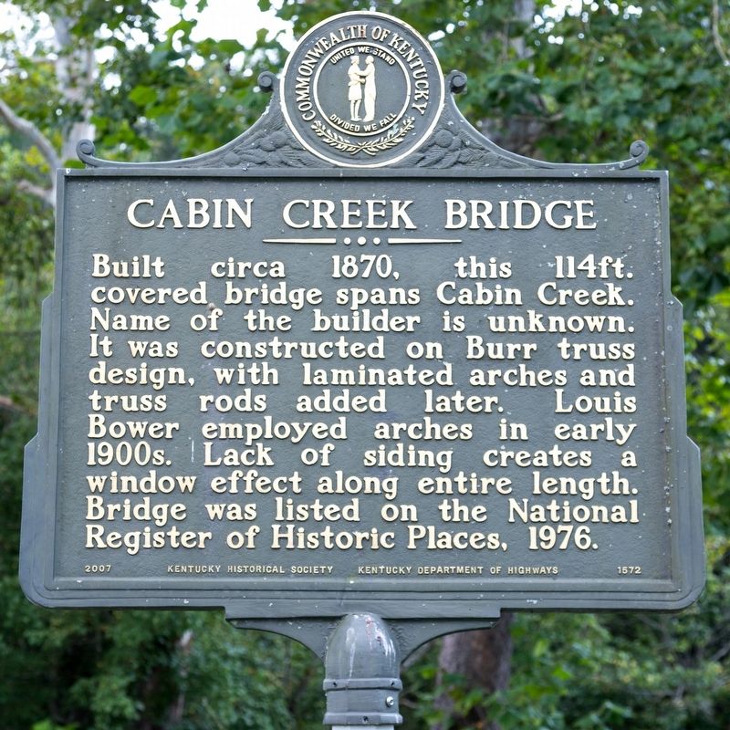 Cabin Creek Bridge side of marker image. Click for full size.