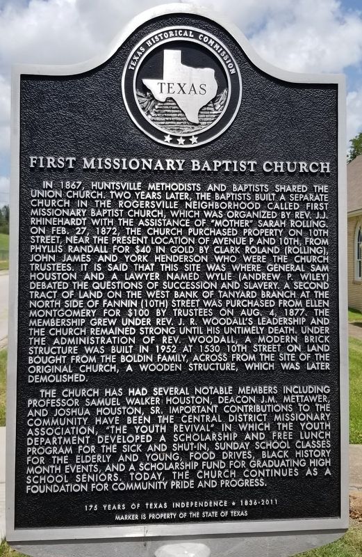 First Missionary Baptist Church Marker image. Click for full size.