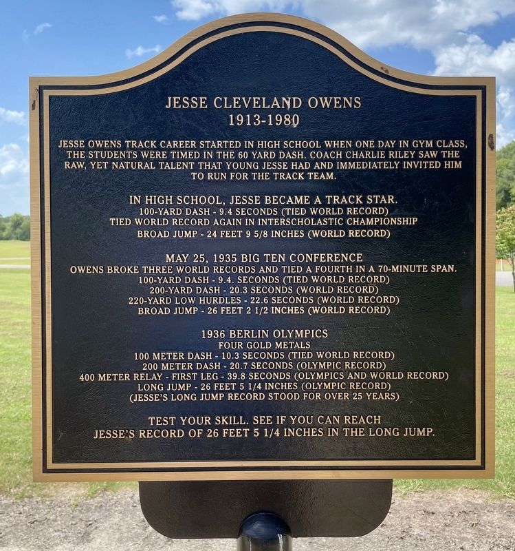 Jesse Cleveland Owens Marker image. Click for full size.