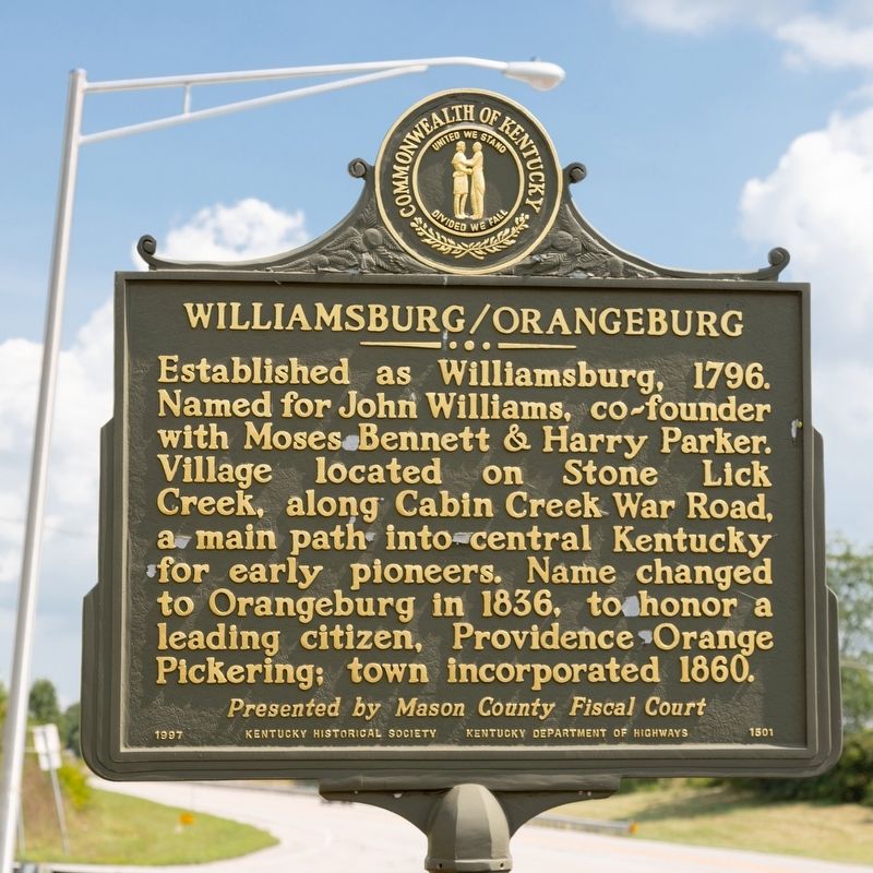 Williamsburg/Orangeburg Marker image. Click for full size.
