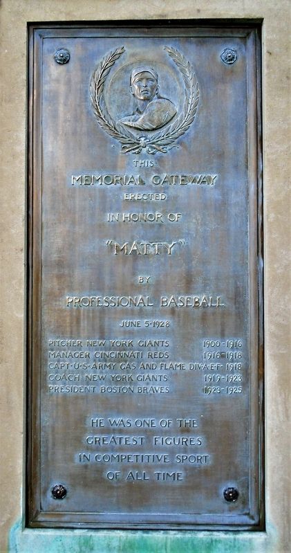 Christy Mathewson Memorial Gateway Marker. Click for full size. Christy Mathewson Memorial Gateway Marker image. Click for full size.
