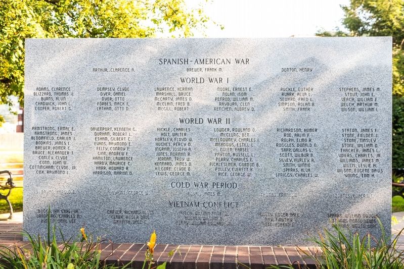 Veterans Memorial Park Monument, back image. Click for full size.