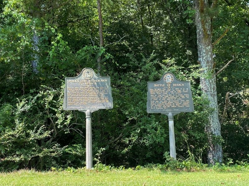Polk's Line Withdrawn to Resaca Marker (seen on the left) image. Click for full size.