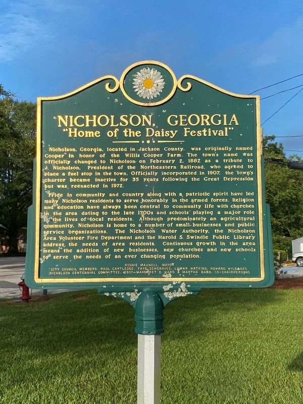Nicholson, Georgia Marker image. Click for full size.