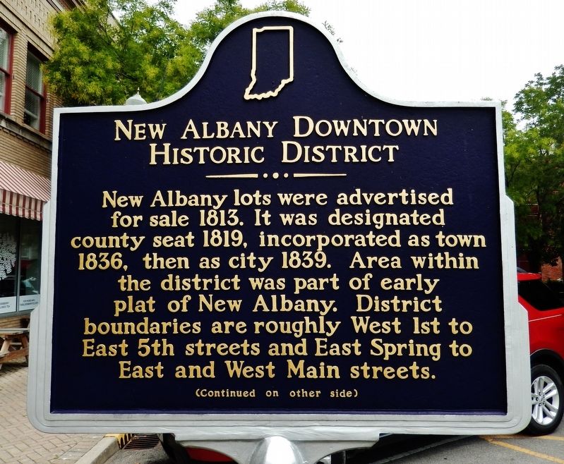 New Albany Downtown Historic District Marker<br>(<i>side 1</i>) image. Click for full size.