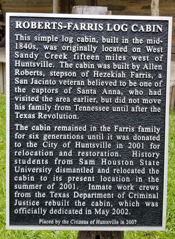Roberts-Farris Log Cabin Marker image. Click for full size.